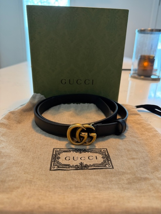 Gucci Accessories - Gucci Black Leather Belt with Gold Double G Buckle - Waist 28